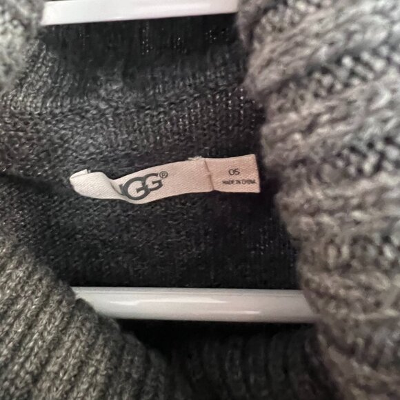 NWT UGG Poncho Sweater Jacey Wool Blend Cowl Turtleneck Gray One Size - Picture 8 of 10